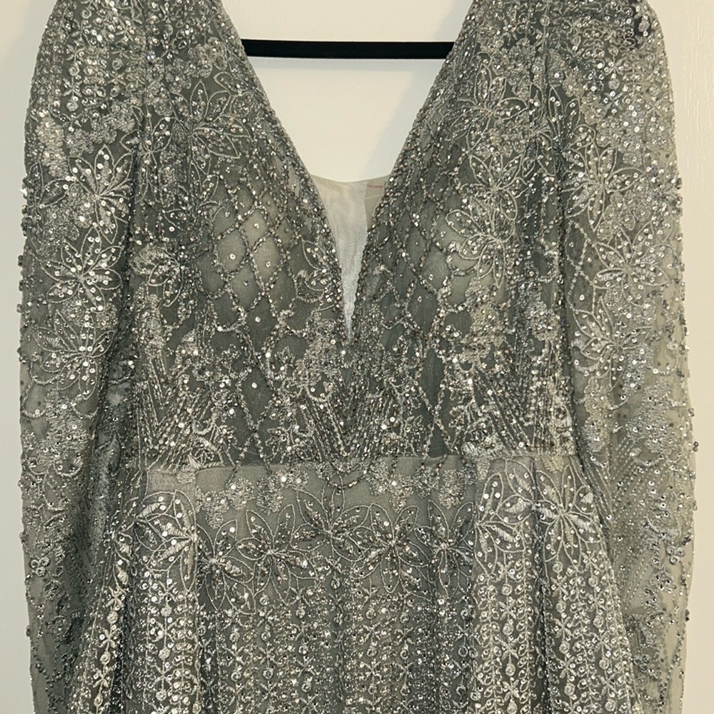 Elegant Silver Embellished Gown